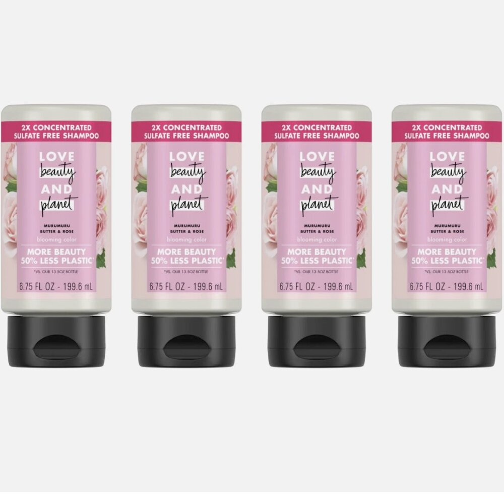 (4) Love Beauty and Planet 2X Concentrated Sulfate-Free Murumuru Butter & Rose